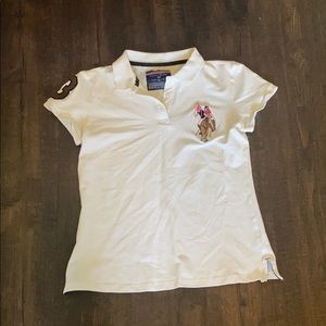 U. S. Polo Assn. white polo shirt. Size M